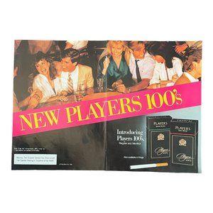 1983 Players 100's Cigarettes 2 Page Vintage Print Ad 80s Fashion Yuppies Photo